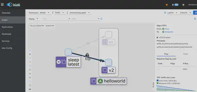 Kiali dashboard:由 ztunnel 提供的 L4 遥测